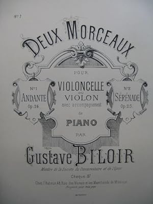 Seller image for BILOIR Gustave Andante Violon Piano for sale by partitions-anciennes