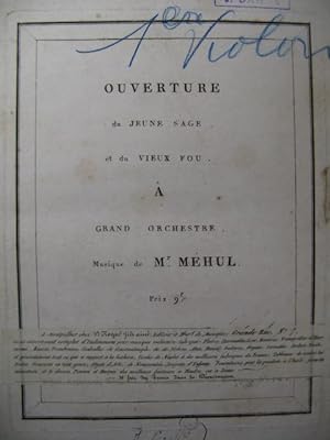 MÉHUL Etienne Le Jeune Sage et le Vieux Fou Ouverture Orchestre ca1800