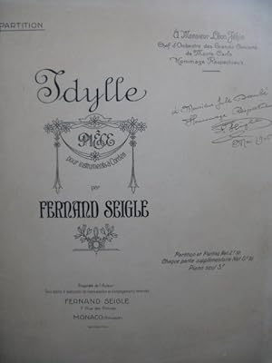 SEIGLE Fernand Idylle Orchestre Dédicace 1905