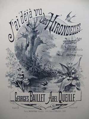 Imagen del vendedor de QUEILLE Abel J'ai dj vu des Hirondelles Chant Piano XIXe a la venta por partitions-anciennes