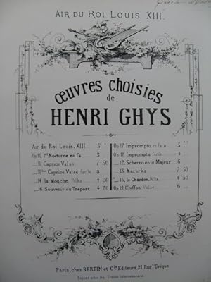 Seller image for GHYS Henri Air du Roi Louis XIII Piano for sale by partitions-anciennes