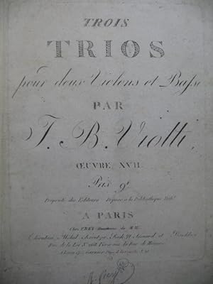 VIOTTI J. B. Trois Trios op 17 Violon Basse ca1810