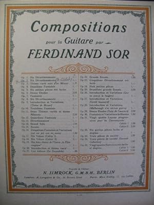 SOR Ferdinand Six Divertissements op 2 Guitare