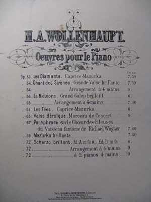 Seller image for WOLLENHAUPT H. A. Scherzo Brillant Piano 1873 for sale by partitions-anciennes