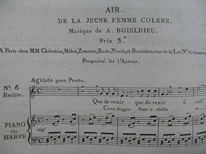 BOIELDIEU Adrien La Jeune Femme Colère No 6 Air Chant Piano ou Harpe 1805
