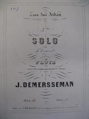 Immagine del venditore per DEMERSSEMAN Jules 3e Solo Flute Piano ca1835 venduto da partitions-anciennes