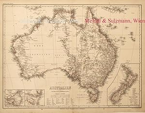 Seller image for Karte von Australien". Aus Meyer's Hand-Atlas der neuesten Erdbeschreibung. for sale by Antiquariat MEINDL & SULZMANN OG