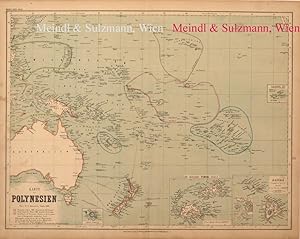 Seller image for Karte von Polynesien". Aus Meyer's Hand-Atlas der neuesten Erdbeschreibung. for sale by Antiquariat MEINDL & SULZMANN OG