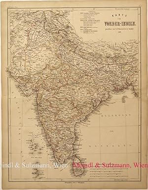 Seller image for Karte von Vorder-Indien". Aus Meyer's Hand-Atlas der neuesten Erdbeschreibung. for sale by Antiquariat MEINDL & SULZMANN OG