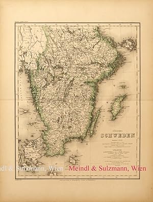 Seller image for Sdliches Schweden". Aus Meyer's Hand-Atlas der neuesten Erdbeschreibung. for sale by Antiquariat MEINDL & SULZMANN OG