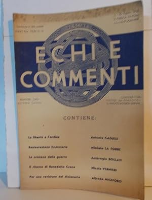 ECHI E COMMENTI- num. 15-16 del 5-20 agosto 1943, Roma, Stamperia Romana, 1943