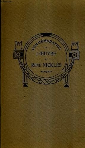 Seller image for COMMEMORATION DE L'OEUVRE DE RENE NICKLES. for sale by Le-Livre