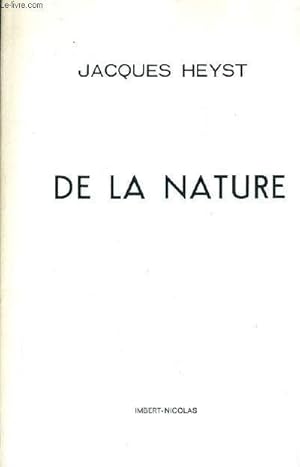 Seller image for DE LA NATURE. for sale by Le-Livre