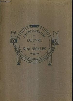 Seller image for COMMEMORATION DE L'OEUVRE DE RENE NICKLES. for sale by Le-Livre