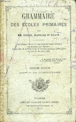 Bild des Verkufers fr GRAMMAIRE DES ECOLES PRIMAIRES zum Verkauf von Le-Livre