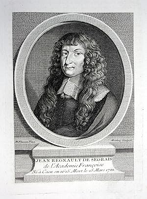 Bild des Verkufers fr Jean Regnault de Segrais" - Jean Regnault de Segrais (1624-1701) poet poete Caen Portrait engraving gravure zum Verkauf von Antiquariat Steffen Vlkel GmbH