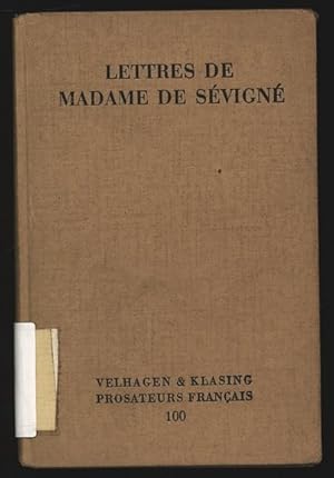 Bild des Verkufers fr Lettres de Madame de Sevigne. Prosateurs Francais, Band 100, Ausgabe B. Mit Anmerkungen in einem Anhang. zum Verkauf von Antiquariat Bookfarm