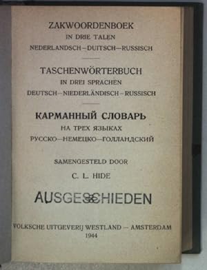 Seller image for Zakwoordenboek in drie talen: nederlandsch - duitsch - russisch/ Taschenw�rterbuch in drei Sprachen: deutsch - niederl�ndisch - russisch. for sale by books4less (Versandantiquariat Petra Gros GmbH & Co. KG)