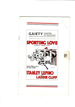 Seller image for Laddie Cliff presents Stanley Lubino in 'Sporting Love', musical horseplay: Gaiety Theatre Programme. Licensed by the Lord Chamberlain to Thomas Bostock. for sale by Gwyn Tudur Davies