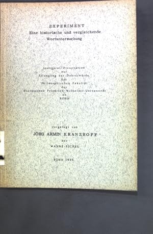 Image du vendeur pour Experiment: Eine historische und vergleichende Wortuntersuchung; Inaugural-Dissertation mis en vente par books4less (Versandantiquariat Petra Gros GmbH & Co. KG)