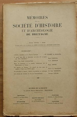 Image du vendeur pour Mmoires de la Socit d'Histoire et d'Archologie de Bretagne - Tome XXIX - 1949 mis en vente par Aberbroc