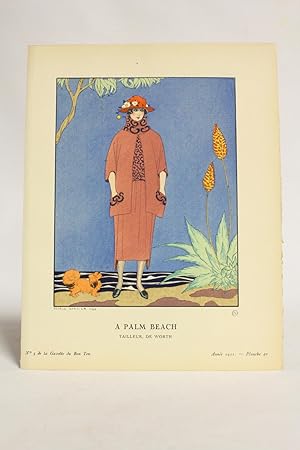 Bild des Verkufers fr A Palm Beach. Tailleur, de Worth (pl.40, La Gazette du Bon ton, 1921 n5) zum Verkauf von Librairie Le Feu Follet