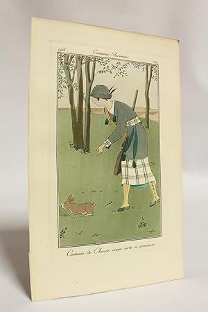 Bild des Verkäufers für Costumes parisiens. Costume de chasse serge verte et écossaise (pl.109, Journal des Dames et des Modes, 1913 n°48) zum Verkauf von Librairie Le Feu Follet
