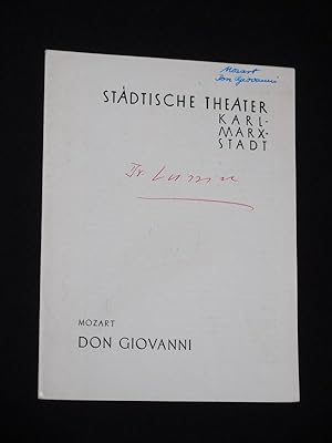 Image du vendeur pour Programmheft Stdtische Theater Karl-Marx-Stadt 1962/ 63. DON GIOVANNI von da Ponte, Mozart (Musik). Musikal. Ltg.: Gert Bahner, Insz.: Carl Riha, Bhnenbild: Peter Friede, Kostme: Renate Heuschkel, techn. Einr.: Herbert Herrmann. Mit Gerhard Scherfling (Don Giovanni), Peter Petroff, Irmgard Kunze-Becker, Lothar Burkhardt, Eva Regina Schulze mis en vente par Fast alles Theater! Antiquariat fr die darstellenden Knste