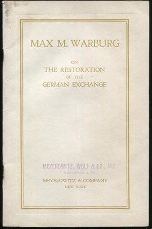 On The Preliminary Conditions For The Restoration Of The German Exchange