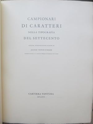 Seller image for Campionari di caratteri nella tipografia del Settecento.: Documenti sulle arti del libro; 2. for sale by Studio Bibliografico Adige