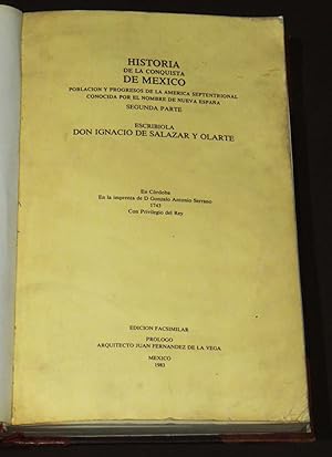 Imagen del vendedor de Historia De La Conquista De Mxico Poblacin Y Progresos De La Amrica Septentrional Conocida Por El Nombre De Nueva Espaa a la venta por Librera Urbe