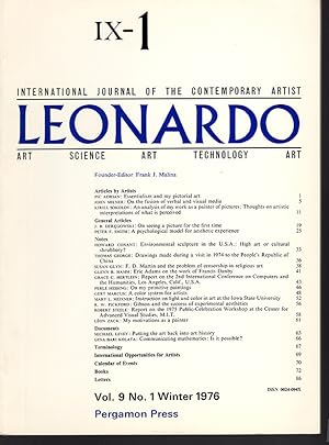 Seller image for Leonardo (Vol 9, No. 1, Summer 1976) for sale by Diatrope Books