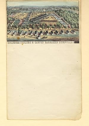 Hand-colored lithographic letter sheet of Columbia College & Carver Barracks Hospital