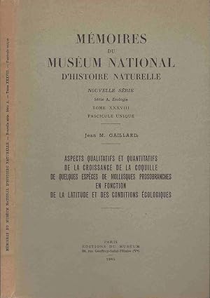 Immagine del venditore per Aspects qualitatifs et quantitatifs de la croissance de la coquille de quelques espces de mollusques prosobranches en fonction de la latitude et des conditions cologiques venduto da LiBooks