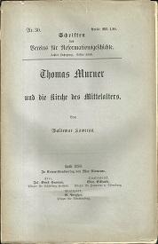 Image du vendeur pour Thomas Murner und die Kirche des Mittelalters. mis en vente par Antiquariat Axel Kurta