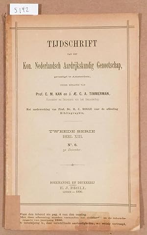 Image du vendeur pour Bijschrift Bij De Kaarten van Seran (Vulgo Ceram) ( journal Tijdschrift Kon. Nederlansch Aardrijkskundig Genootschap Tweede Serie Deel XIII No. 6 31 December 1896) mis en vente par Carydale Books