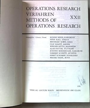 Seller image for Operations-Research-Verfahren; Teil: 22. for sale by books4less (Versandantiquariat Petra Gros GmbH & Co. KG)