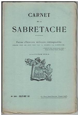Immagine del venditore per Carnet de la Sabretache, n 389, juillet - aot 1937. venduto da Rometti Vincent