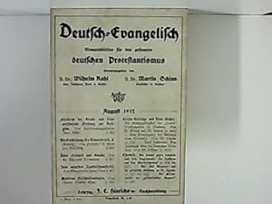 Imagen del vendedor de Deutsch-Evangelisch Monatsbltter fr den gesamten deutschen Protestantismus, 3. Jahrgang 8. Heft 1912 a la venta por Zellibooks. Zentrallager Delbrck