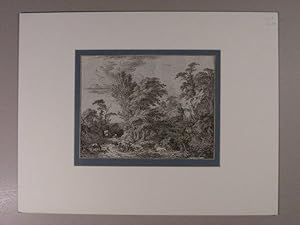 Bild des Verkufers fr Landschaft mit Viehherde und groer Plankarre mit Zugpferd. zum Verkauf von Kunstantiquariat Rolf Brehmer