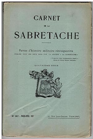 Bild des Verkufers fr Carnet de la Sabretache, n 387, mars - avril 1937. zum Verkauf von Rometti Vincent