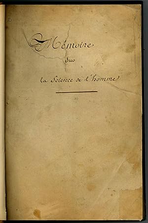 Image du vendeur pour Mmoire sur la Science de l homme". Manuscript signed ("Henry de St Simon"). mis en vente par Antiquariat INLIBRIS Gilhofer Nfg. GmbH