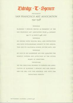 Eldridge T. Spencer: President San Francisco Art Association 1941-1948.