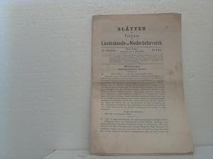 [Einzelheft:] Blätter des Vereines für Landeskunde von Niederösterreich. [Hier:] Nr. 4 & 5, III. ...