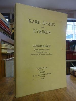 Seller image for Karl Kraus als Lyriker, for sale by Antiquariat Orban & Streu GbR