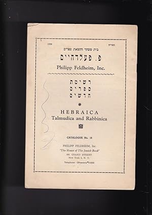 Seller image for Reshimat Sfarim Kadashim HEBRAICA Talmudica and Rabbinica. Catalogue No. 18 for sale by Meir Turner