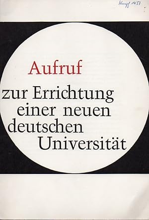 Aufruf zur Errichtung einer neuen deutschen Universität