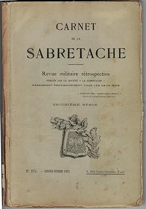 Carnet de la Sabretache, n° 275, janvier - février 1922.