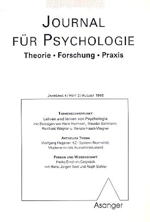 Lehren und lernen von Psychologie. Heft 2/ 1996. Journal für Psychologie. Theorie Forschung Praxi...
