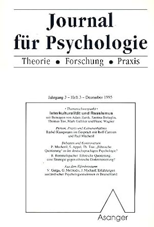 Interkulturalität und Rassismus. Heft 3/1995. Journal für Psychologie. Theorie Forschung Praxis. ...